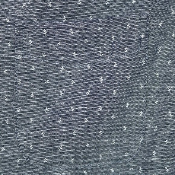 Old Navy Slim Fit Shirt Chambray Blue Floral Long Sleeve M Medium - Picture 6 of 12